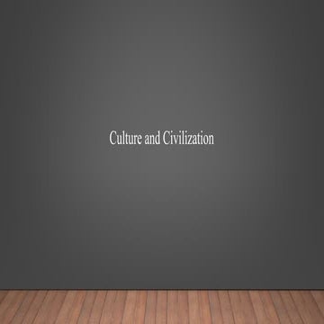 Culture and Civilization - (Sociology)..