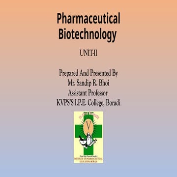 BP605 T. PHARMACEUTICAL BIOTECHNOLOGY UNIT-II