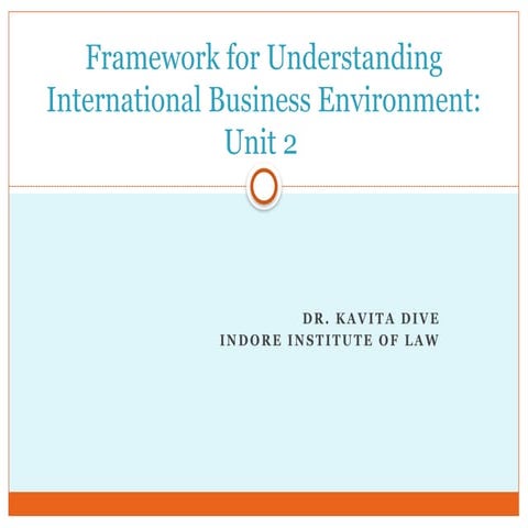 Framework for Understanding International Business Environment: Unit 2