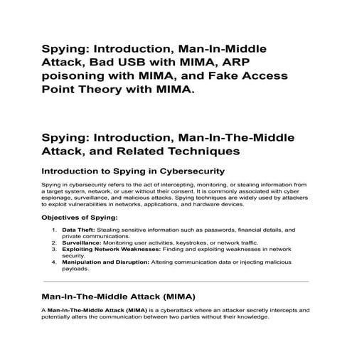 Unit 2 Man-In-Middle Attack, Bad USB with MIMA