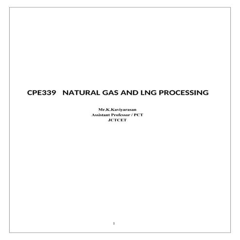 CPE339 NATURAL GAS AND LNG PROCESSING LECTURE NOTES | DOC