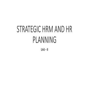 Strategic Human Resource management HRP Planning