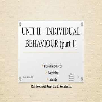 Understanding the concepts of individual behaviour | PPTX