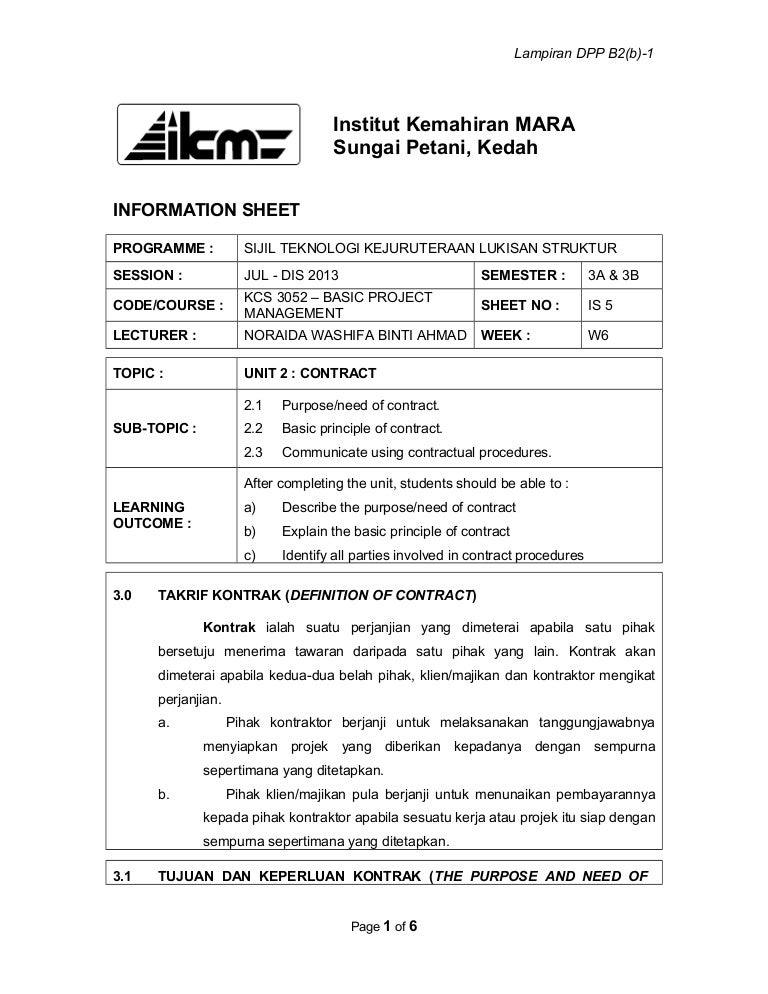 Kontrak Kerja Individu / Kontrak Kerja Individu Adalah : Kontrak kerja