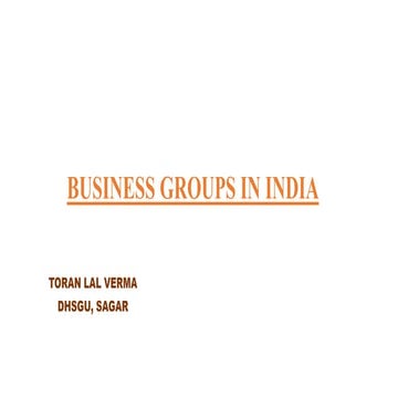 BUSINESS GROUPS IN INDIA