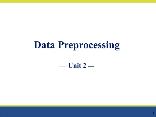 Data Preprocessing in Data Mining Lecture Slide