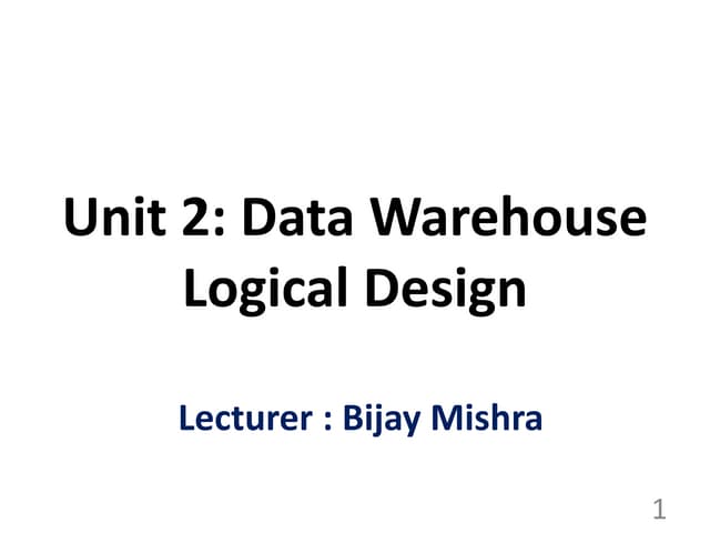 Unit 2- Data Warehouse Logical Design.pptx