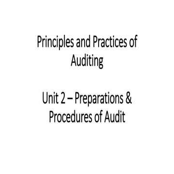 Unit 2   Preparations Before Auditing