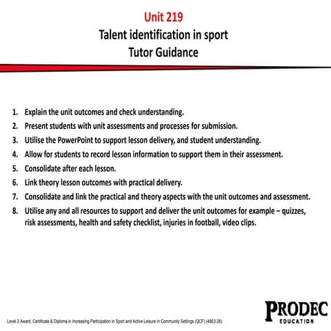 Unit 219 talent identification in sport