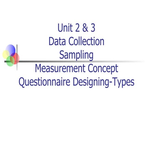 Data Collection, Sampling, Measurement Concept, Questionnaire Designing-Types