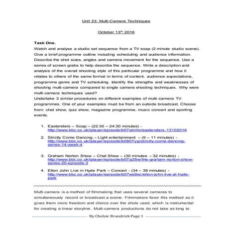 Multi camera productions script final | DOCX