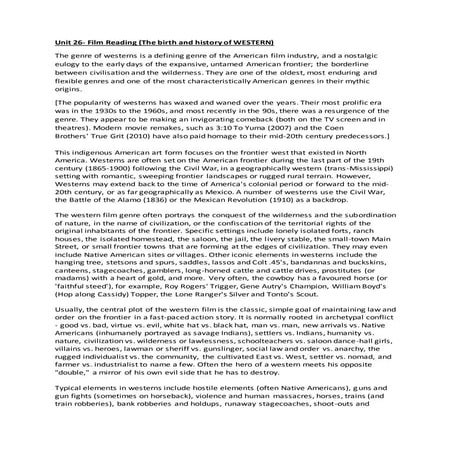 Creative Media BTEC- "Film Reading- Western Essay"