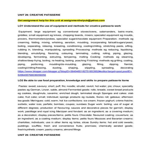 UNIT 29: CREATIVE PATISSERIE