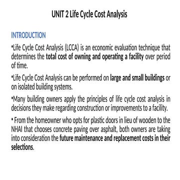 Life cycle cost Analysis part of civil engineering | PPT