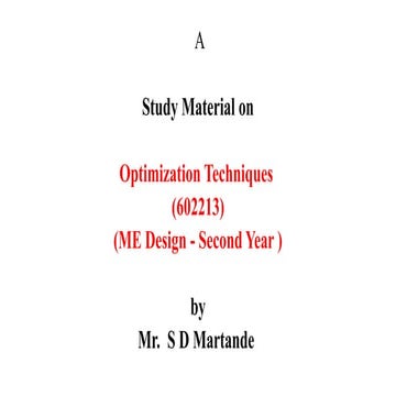 Classical Optimization Techniques in enggg