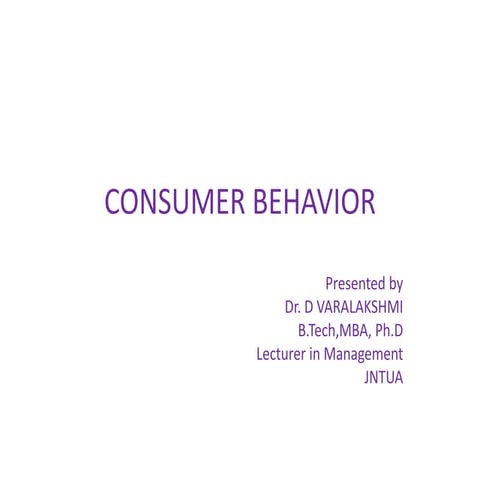 Unit 2 consumer behavior