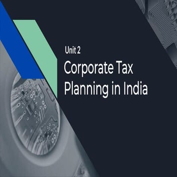 corporate tax planning .pptx | Business Accounting & Finance | Business