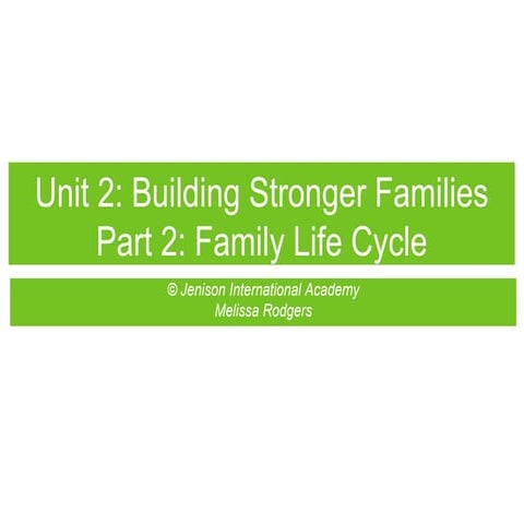 Unit 2 family life cycle