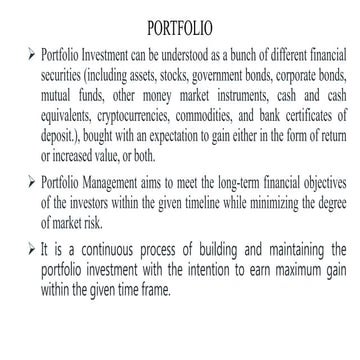 Portfolio Investment can be understood easily.