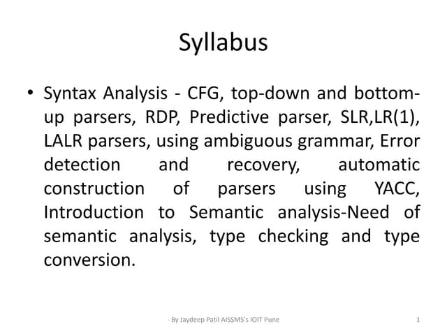 Compiler: Syntax Analysis