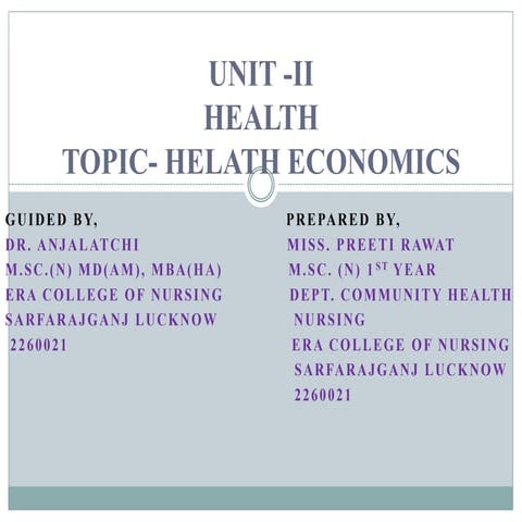 health economics in nursing