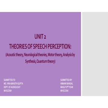 SPEECH PERCEPTION THEORIES MASLP