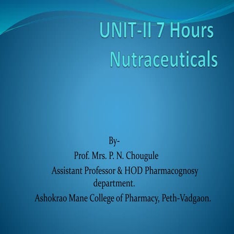 Herbal Drug Technology Unit 2 Neutraceuticals