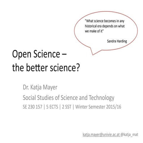 Introduction Open Science STS Course 2015
