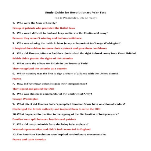 Unit 2 part 2 review guide w/answers