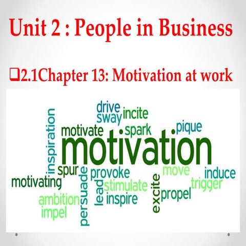 IGCSE BUsiness Studies Unit 2 people in business lecture ppt