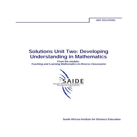  Ace Maths: Solutions Unit Two - Developing Understanding in Mathematics (pdf)