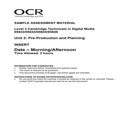 Unit 2 spec paper insert | PDF | Educational Assessment | Education