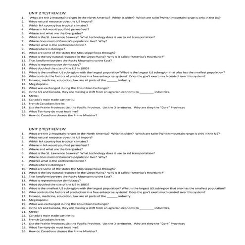 Unit 2 test review