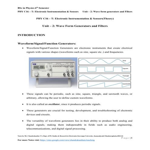Unit – 2: Wave form generators and Filters