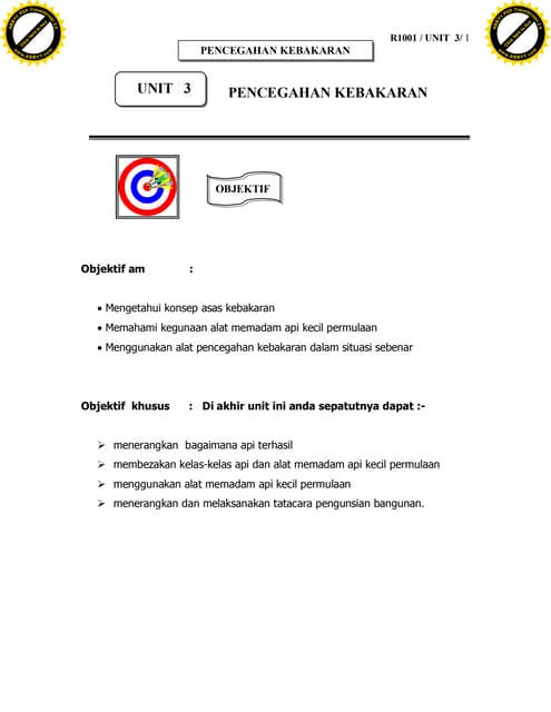 Unit 3: Pencegahan Kebakaran