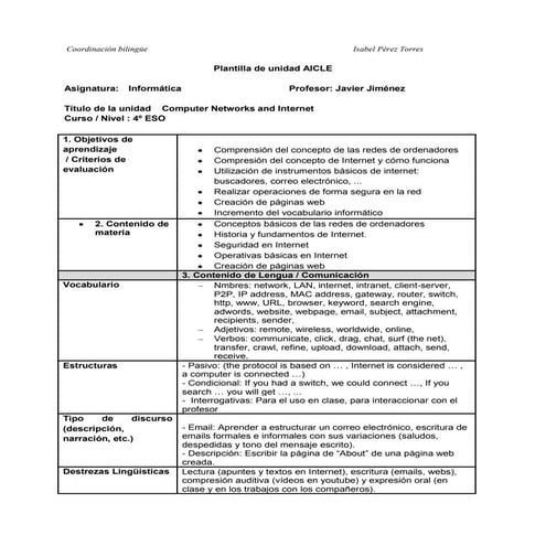 Lesson template CLIL | PDF