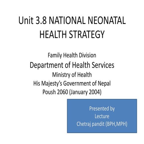 national neonatal health stratigies 2004