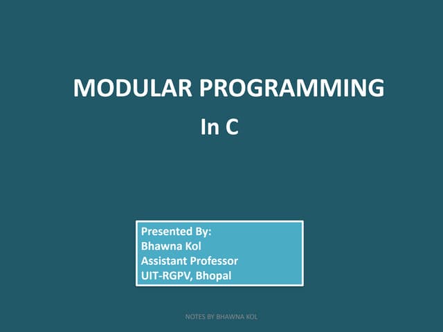 Modular Programming in C | PDF