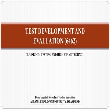 TEST DEVELOPMENT AND EVALUATION (6462)