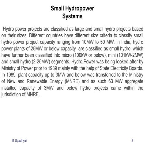 SMALL HYDRO POWER PLANT | PPT