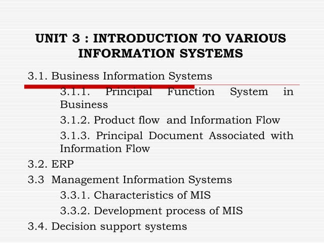 Introduction to various Information system