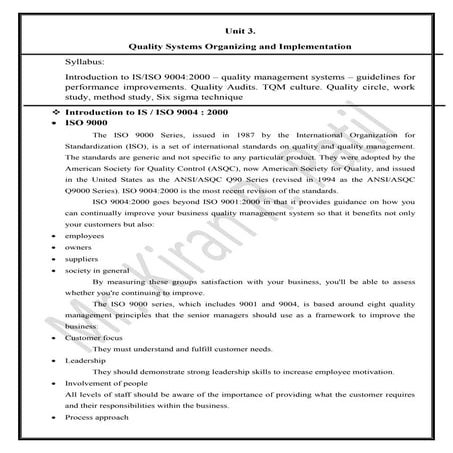 Unit 3.Total Quality Management..........