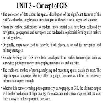 Unit - 3 Concept of Geographical Information System
