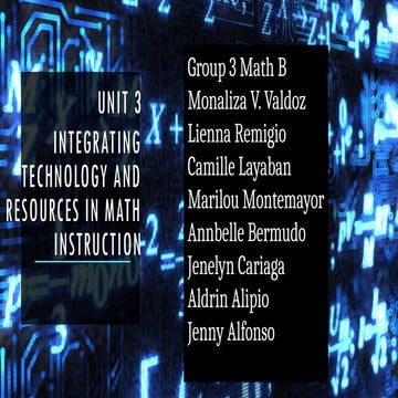 UNIT 3-Integrating Technology and Resources in Math