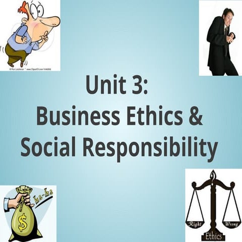 Business Ethics & Social Responsibility - Unit 3 Organizations and Management...