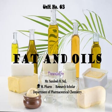 B. Pharmacy Unit-3 (Fats and Oils Reaction and Analytical Constant)