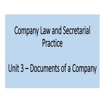 CLSP - Unit 3 - Documents of a Company
