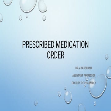 CHAPTER 3(E): PRESCRIBED MEDICATION ORDER