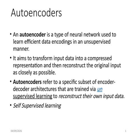 Autoencoders in Deep Learning | PPTX