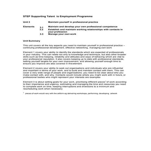 Unit 3    maintain yourself in professional practice